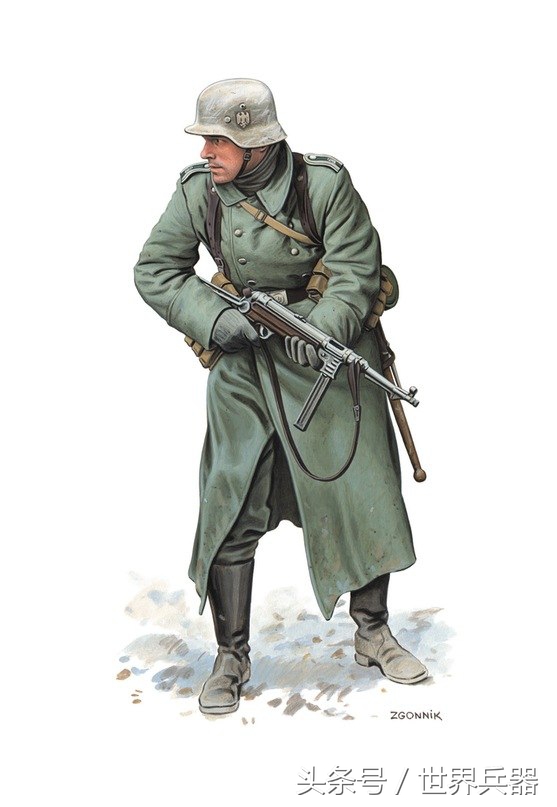 波波沙冲锋枪德军缴获版,二战德军正面图画
