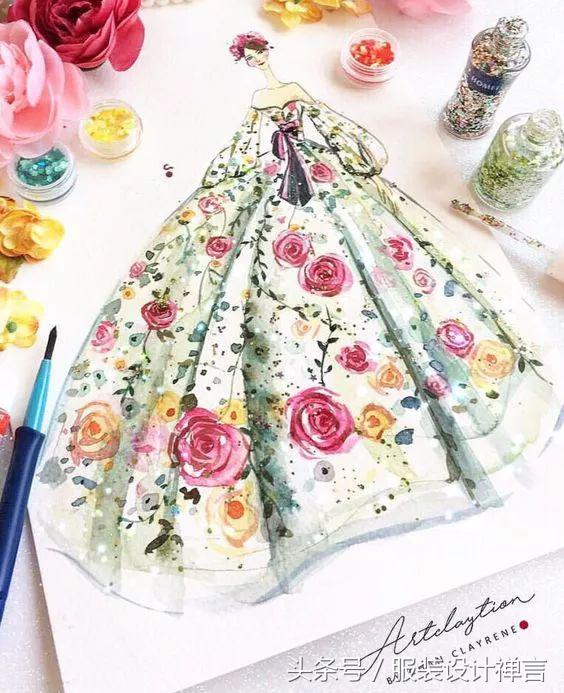 时装手绘|用指甲油画出高定时装的新加坡女插画师ChanClayrene