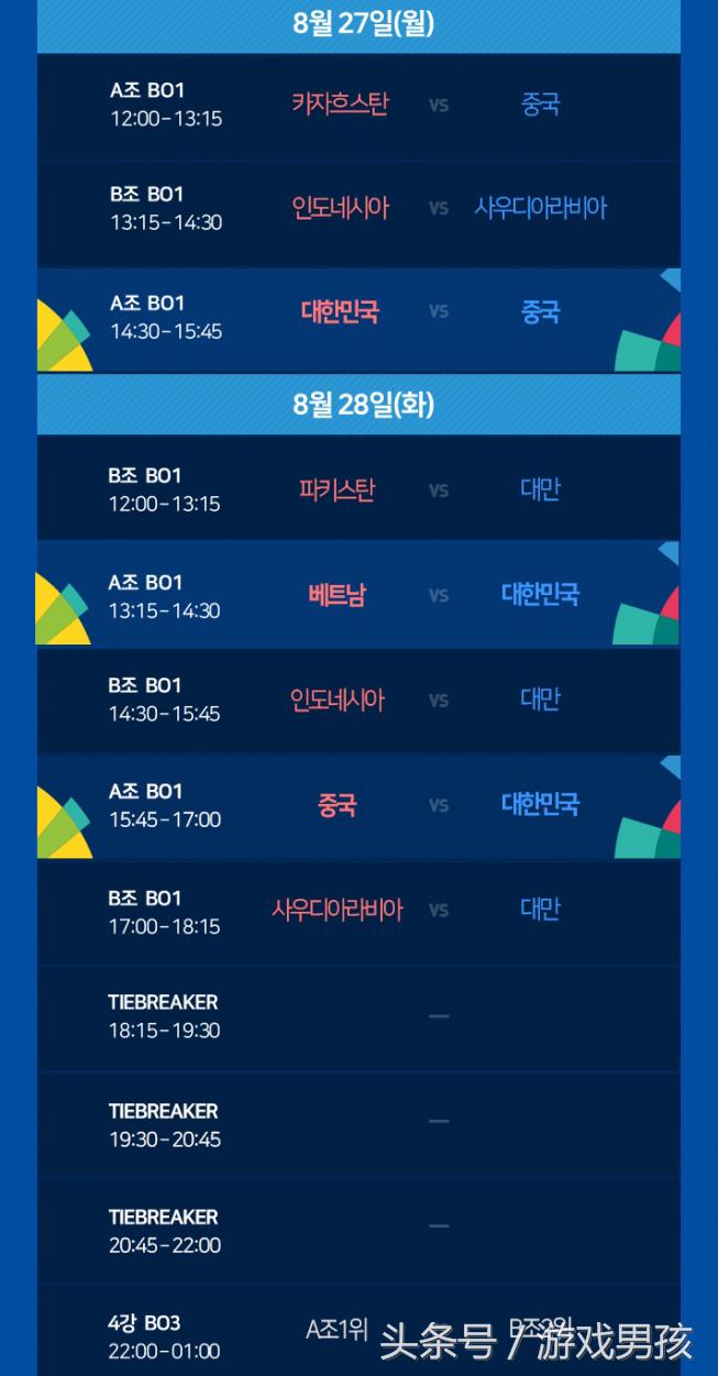 亚运会lol比赛日程表,2018亚运会lol中韩决赛第四场