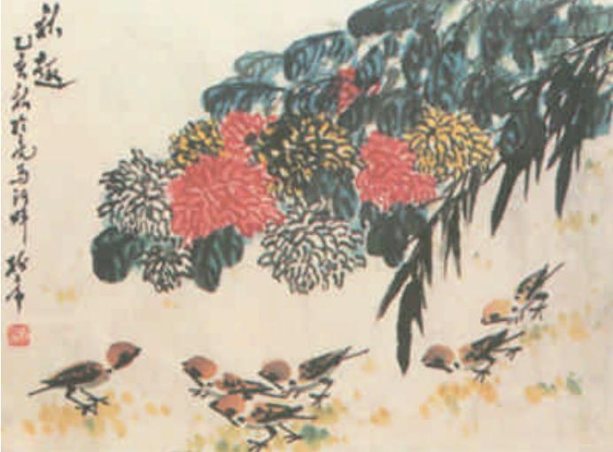 菊花花鸟画国画入门,菊花国画画法和步骤图片大全