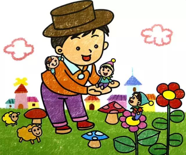 儿童油画棒画原创高清素材,儿童油画棒画素材