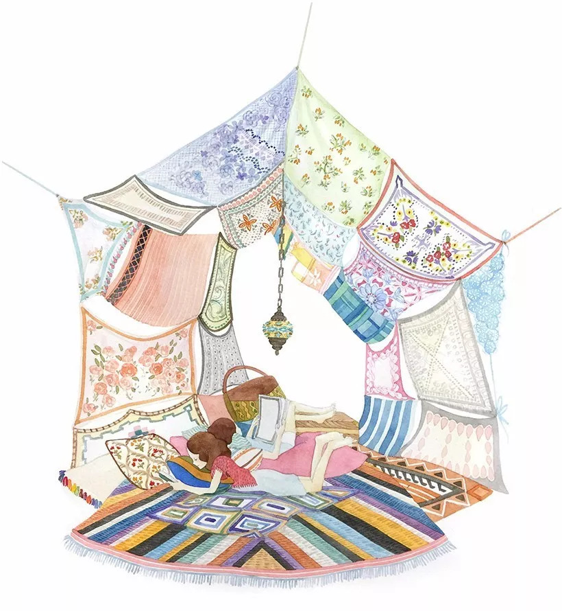 手绘妈妈和女儿的日常生活，温暖而感人