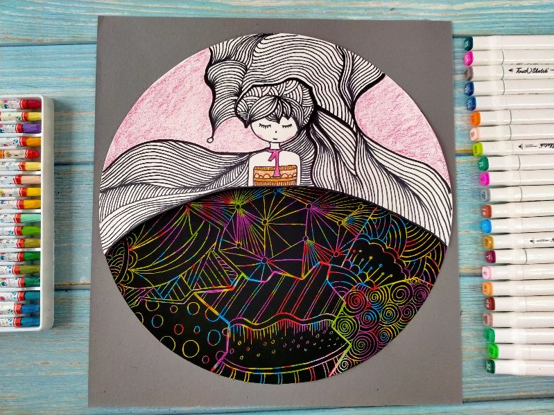 用卡纸画公主的小裙子,可打印的儿童涂色画公主