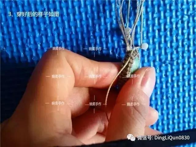 绳编宝石吊坠教程,石头吊坠穿珠子编绳教程