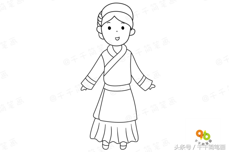 少数民族简笔画服饰怎么涂色,最具代表的民族服饰简笔画