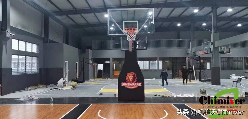 运动馆体育木地板彩漆绘图刷漆：浙江嘉善灭霸球馆施工案例