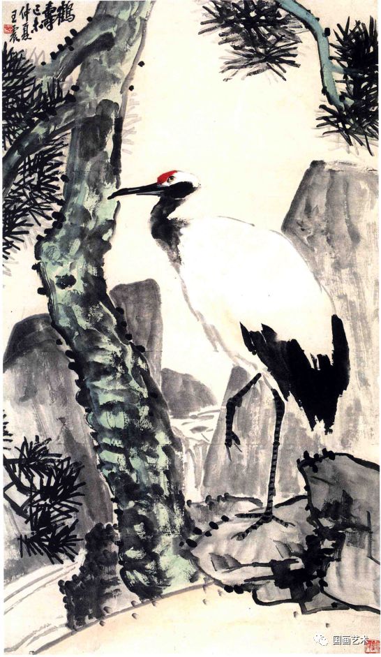 松鹤延年比较有名的图画,写意松鹤图看一下