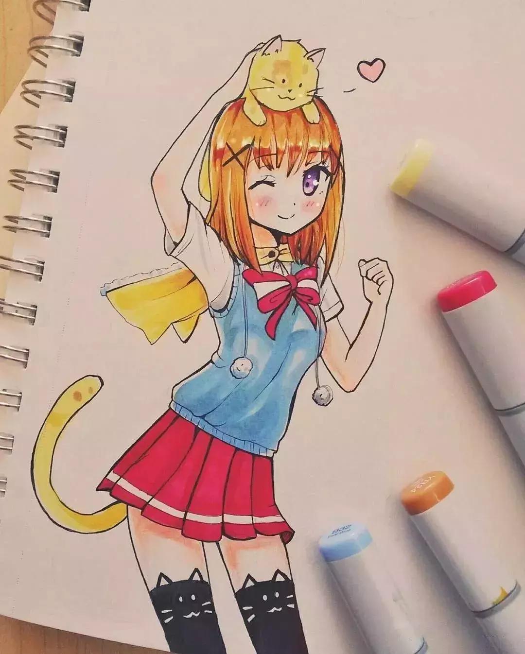 可爱动漫人物手绘马克笔,马克笔好看的动漫人物