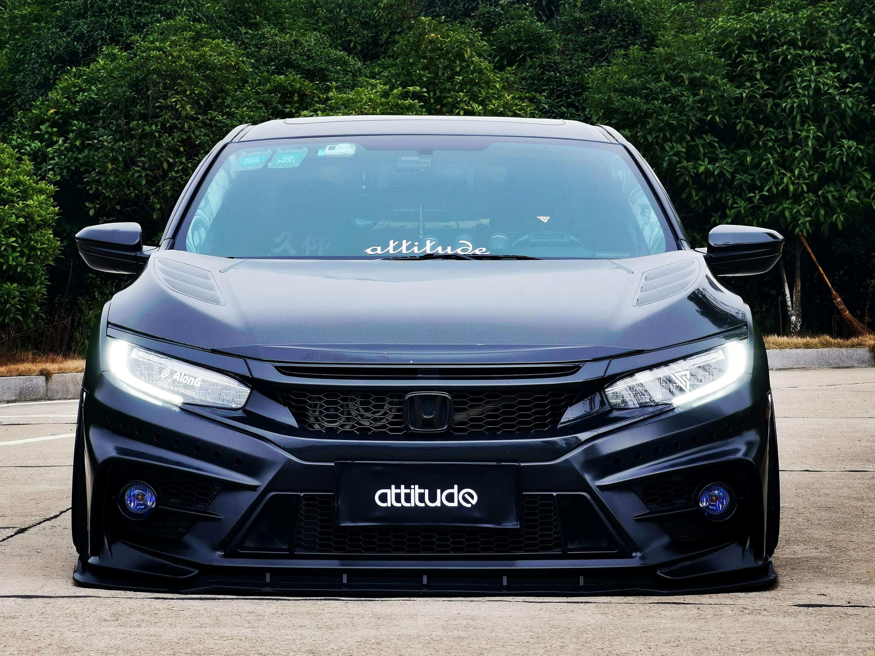 十代思域外观黑白改装方案,十代思域全黑改装