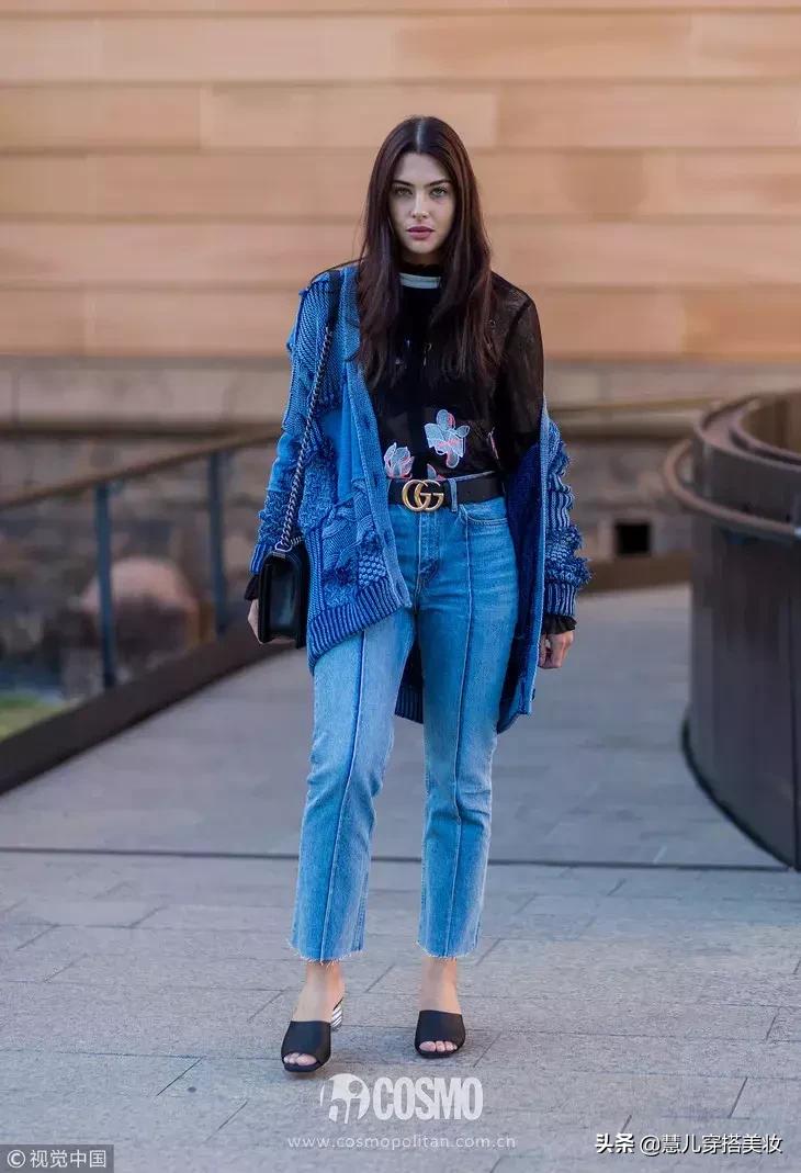 针织开衫加阔腿裤春,黑色v领针织小开衫搭配阔腿裤