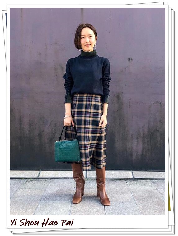 棕色长靴冬季不露腿搭配,棕色长靴怎么搭配好看冬季