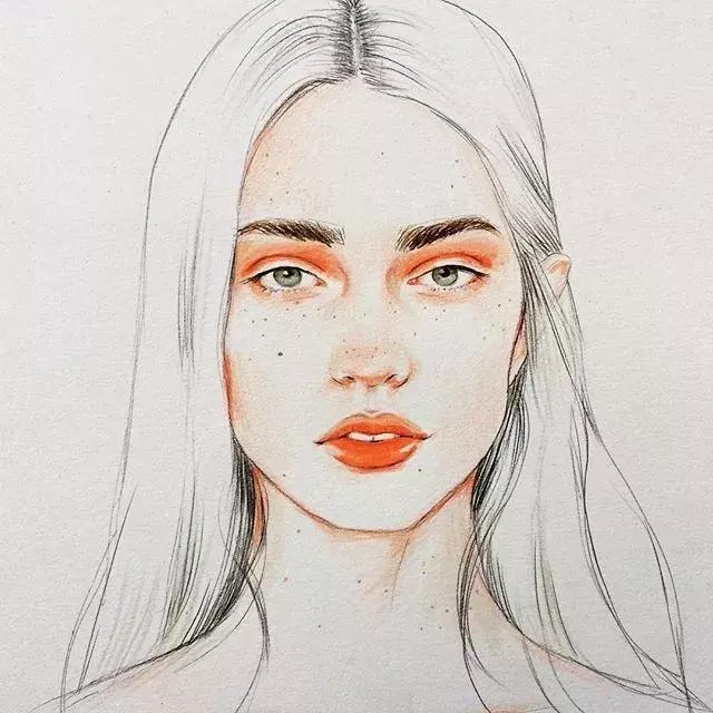 淡淡的彩铅插画，好迷人、性感