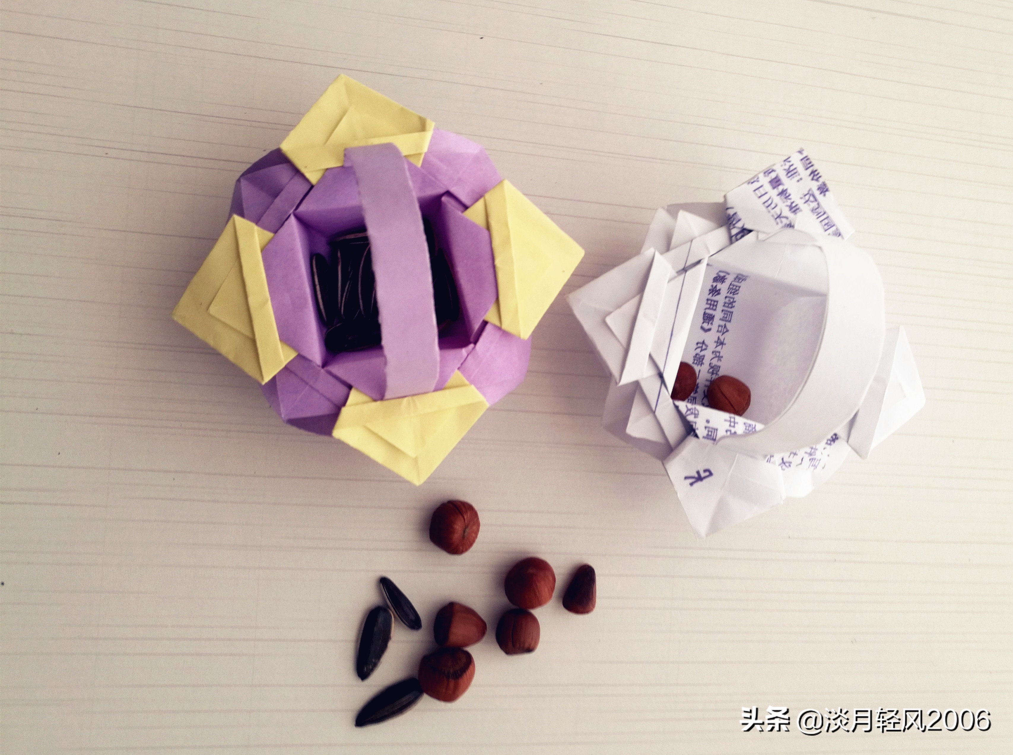 最简单的小花篮折纸,手工折纸小花篮怎么折