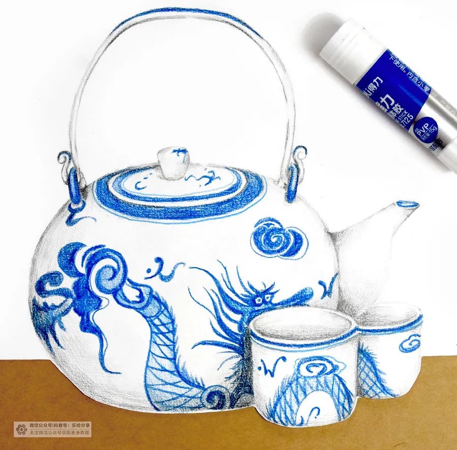 青花瓷小学生创意画,青花瓷简笔画儿童画最简单
