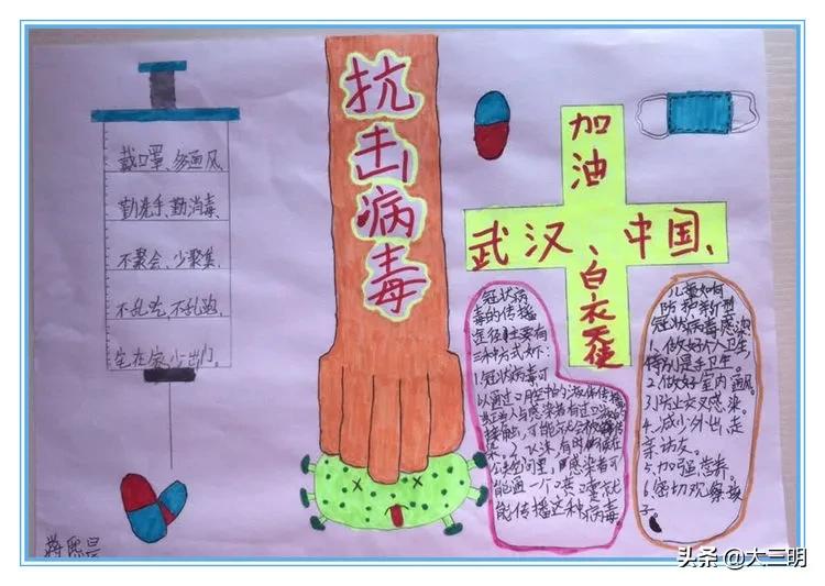 「停课不停学—手抄报篇」“武汉加油，中国加油”