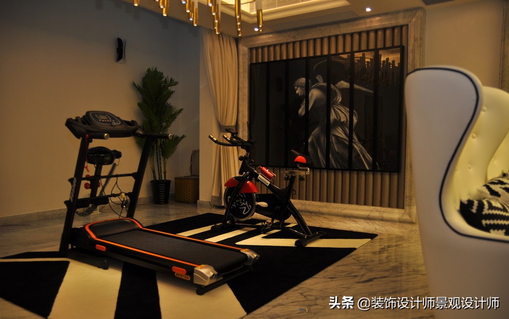 公司健身房设计效果图,书房健身房二合一设计效果图