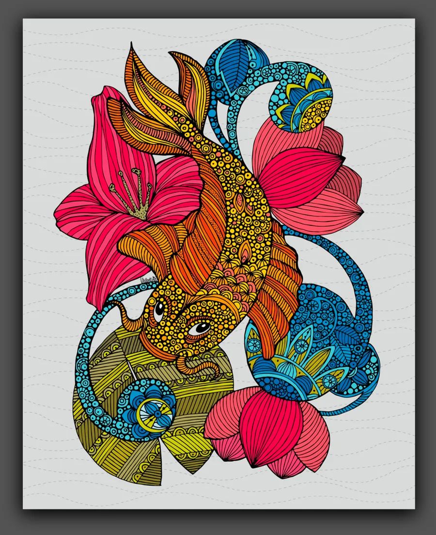 简单的色彩线描装饰画,小学生创意美术线描都有什么线条