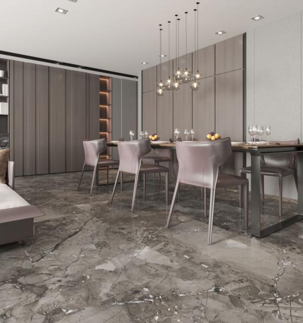 家用瓷砖怎么选高级感,极简柔光瓷砖通铺搭配效果图