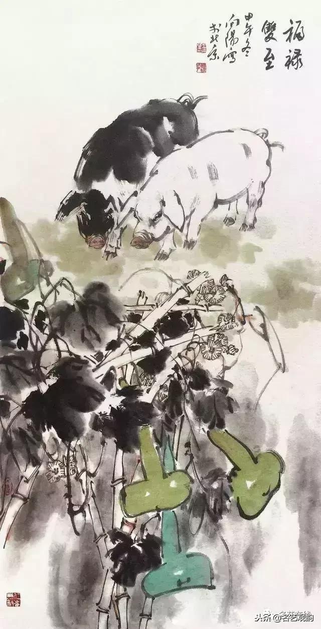 小朋友画猪简单又好看,猪年画猪中国画