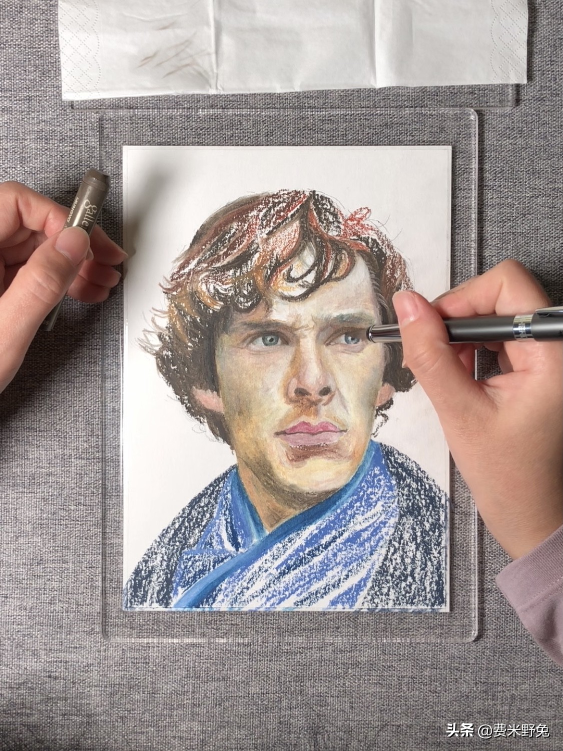 神探夏洛克图片手绘,油画棒星汉灿烂教程