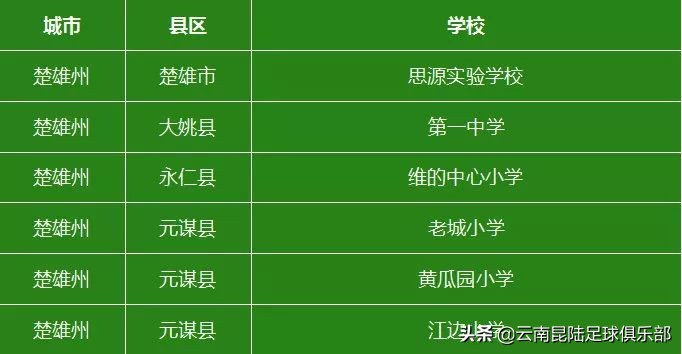 全国首批青少年足球特色学校,云南2019年全国足球特色学校