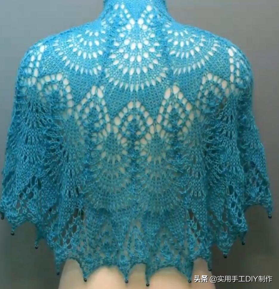 彩色蕾丝钩织披肩拼接花,晓夏手工钩编扇形花披肩