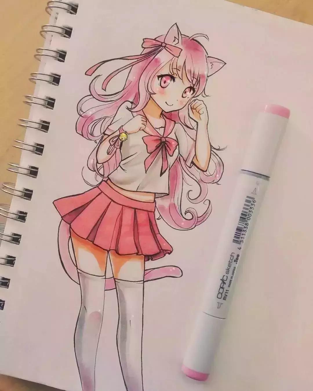 可爱动漫人物手绘马克笔,马克笔好看的动漫人物