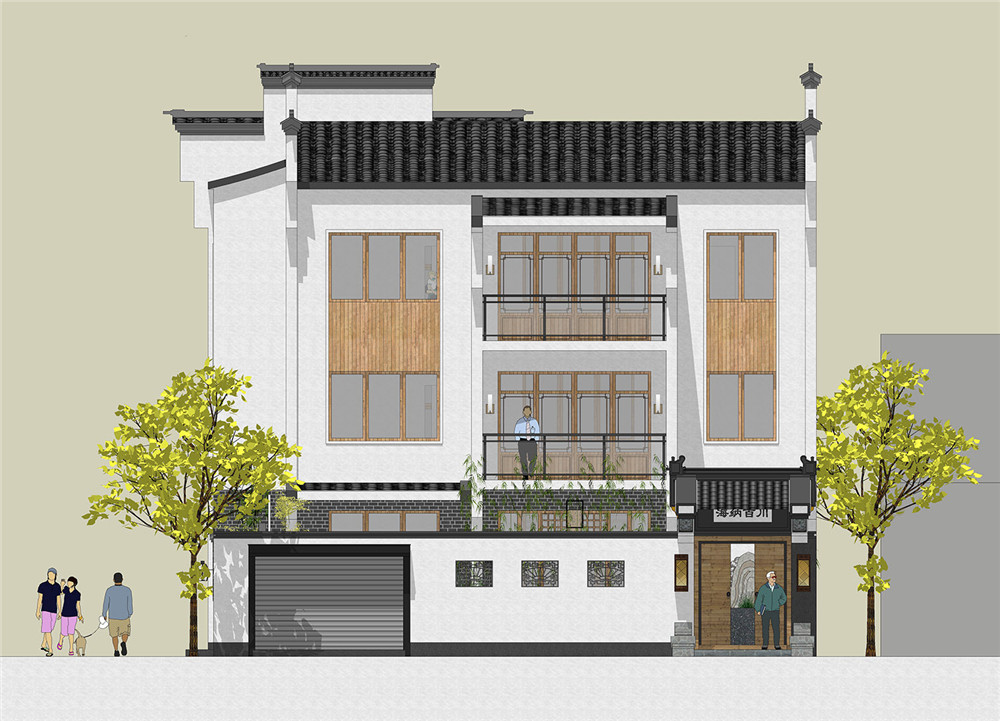 徽派中式自建独栋庭院小别墅,自建徽派中式小别墅100平米