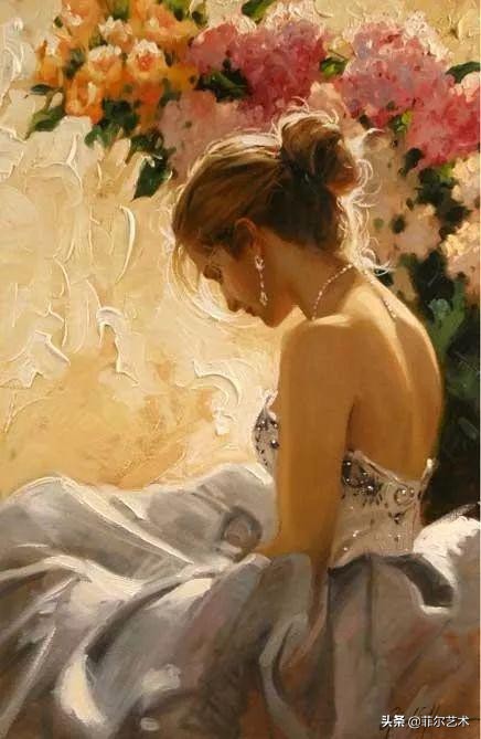 现代艺术油画中的美人,阳光美少女图片绘画