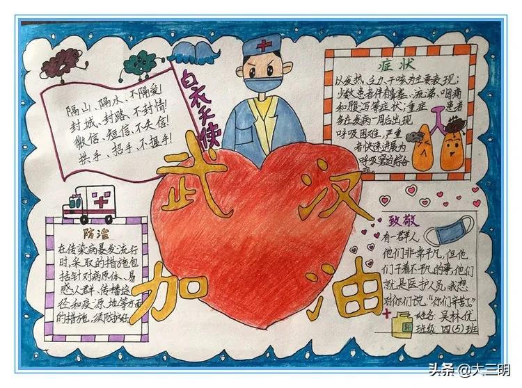 「停课不停学—手抄报篇」“武汉加油，中国加油”