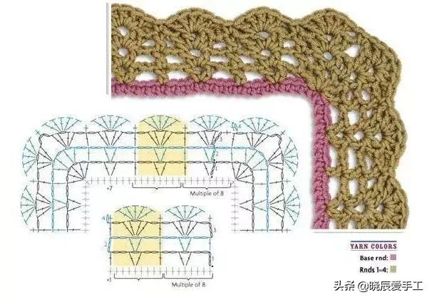 桌布花边钩织的教程,隔热垫餐桌垫钩针教程