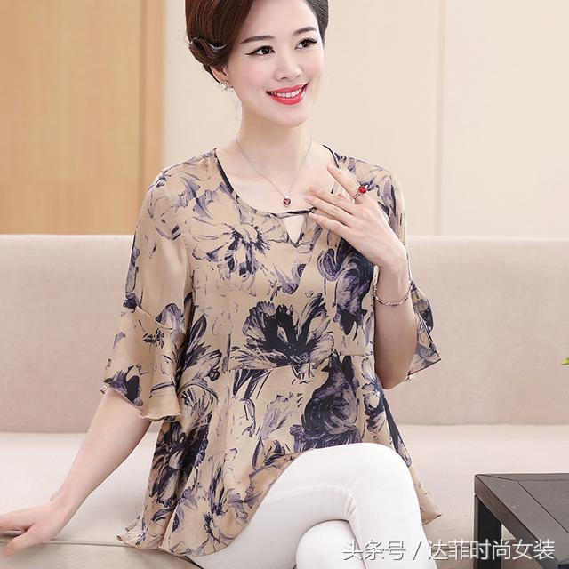 高档桑蚕丝中老年妈妈夏装,t恤高档桑蚕丝中老年妈妈夏装