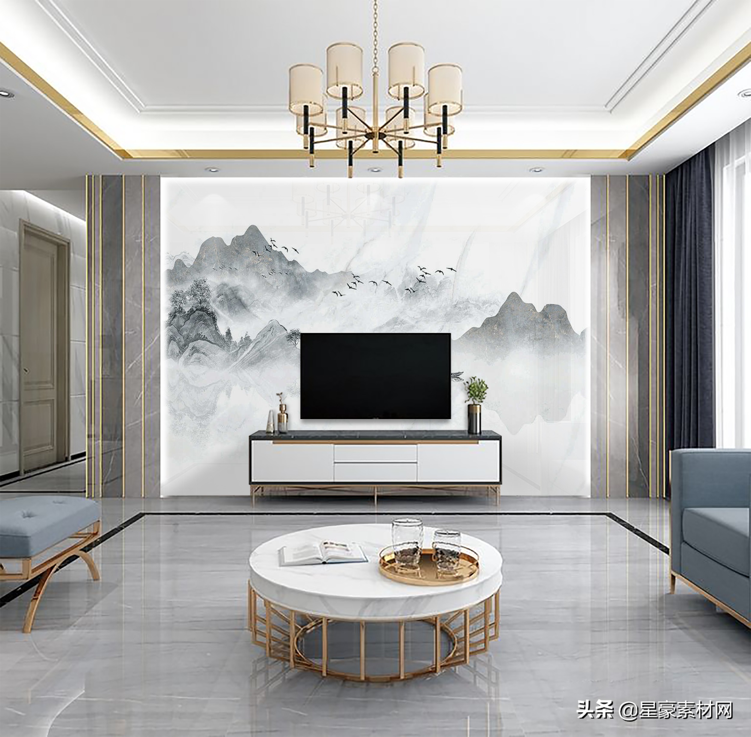 背景墙的颜值顶端，没见过就亏了，2020热门家装统计「星豪素材」