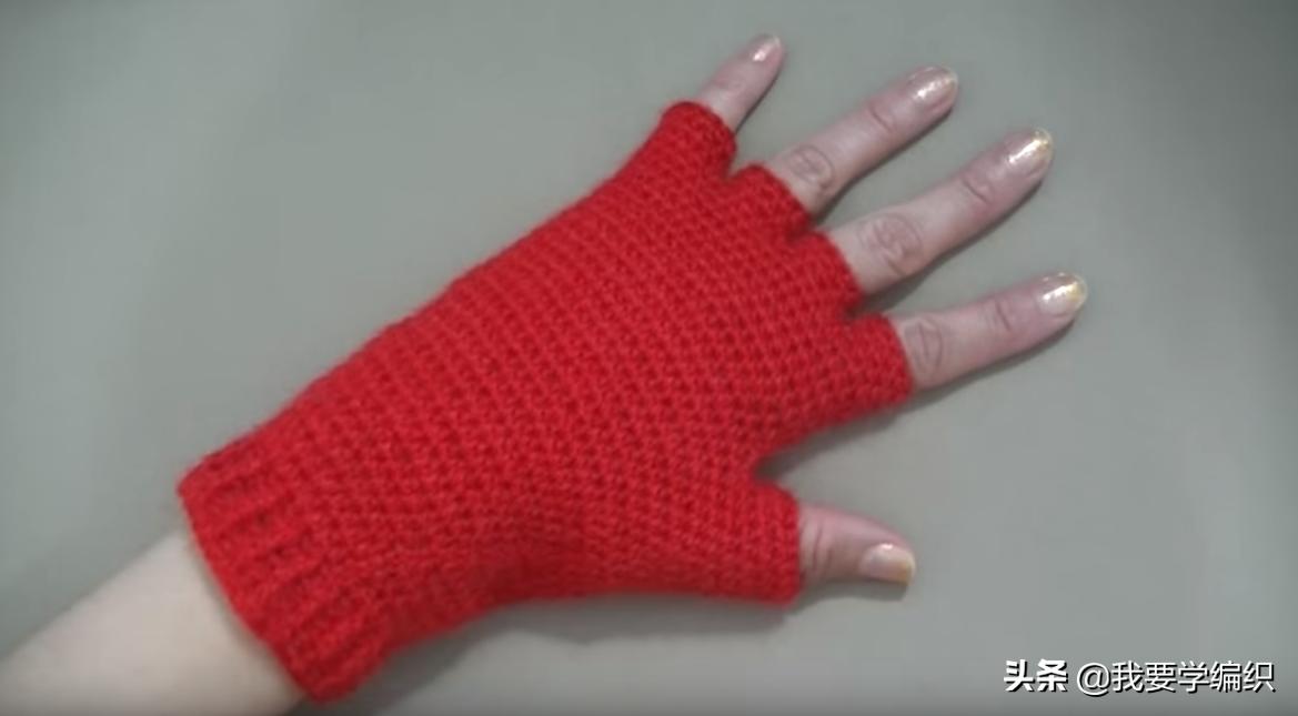 最新单指手套编织教程,半指手套的编织方法简单好看
