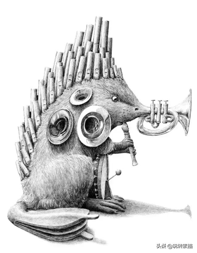 小清新素描黑白插画,看似抽象实则写实的画