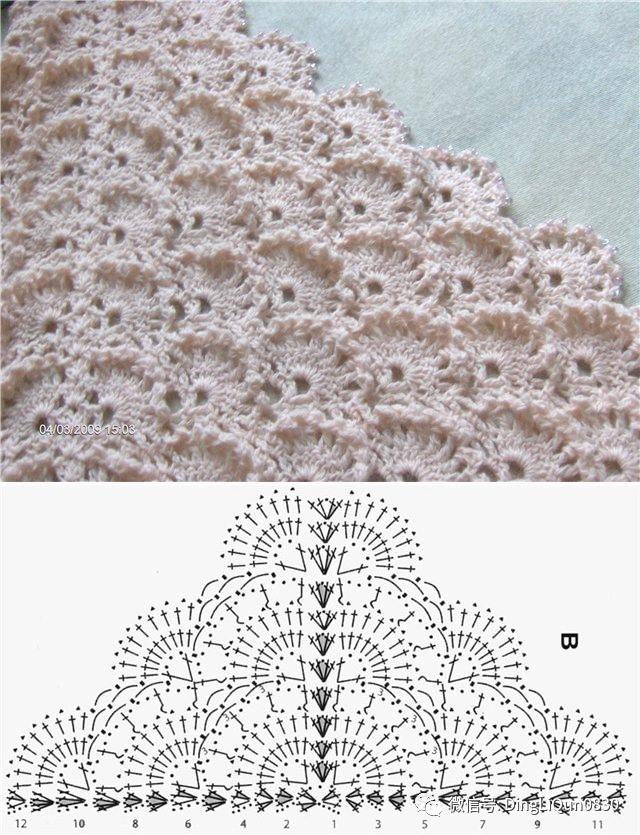 钩针钩贵夫人披肩最新花样图解,钩针夏河颜半圆形披肩图解