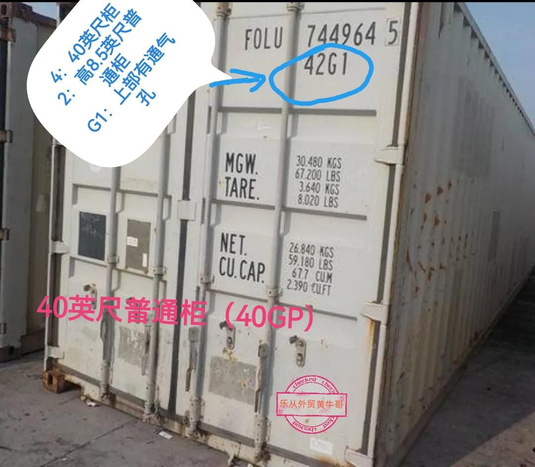 常用集装箱的规格，柜门的22G1、42G1、45G1是什么意思？