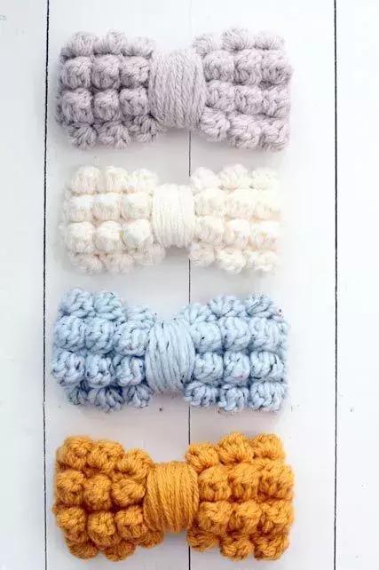 小的蝴蝶结发饰系法,小小的蝴蝶结钩织