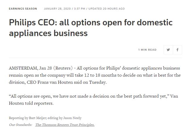 飞利浦出售家电业务,飞利浦出售业务有什么