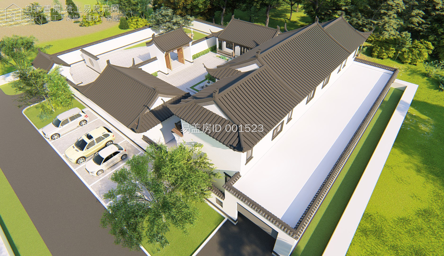 最牛中式四合院设计图及效果图,中式二层四合院永不过时