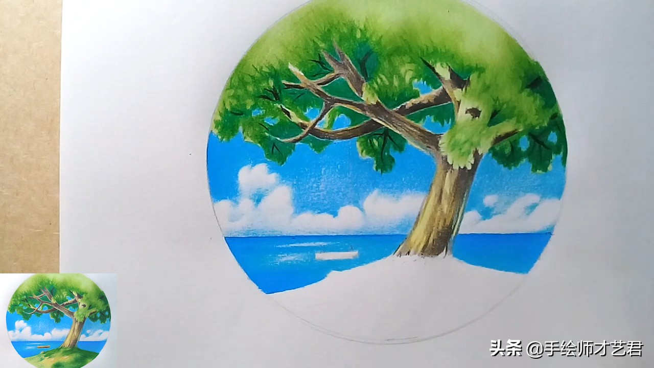 彩铅怎么画风景画简单又好看,山水风景画彩铅绘画简单步骤教程