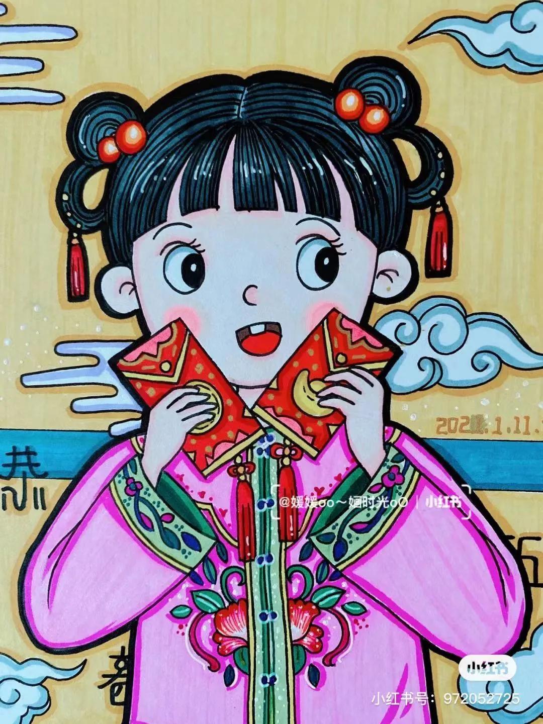 色彩装饰画简单好看马克笔,色彩对比强烈的马克笔装饰画