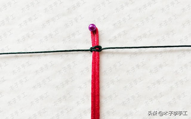 双向平结手链收尾串珠,花样平结串珠手链编织