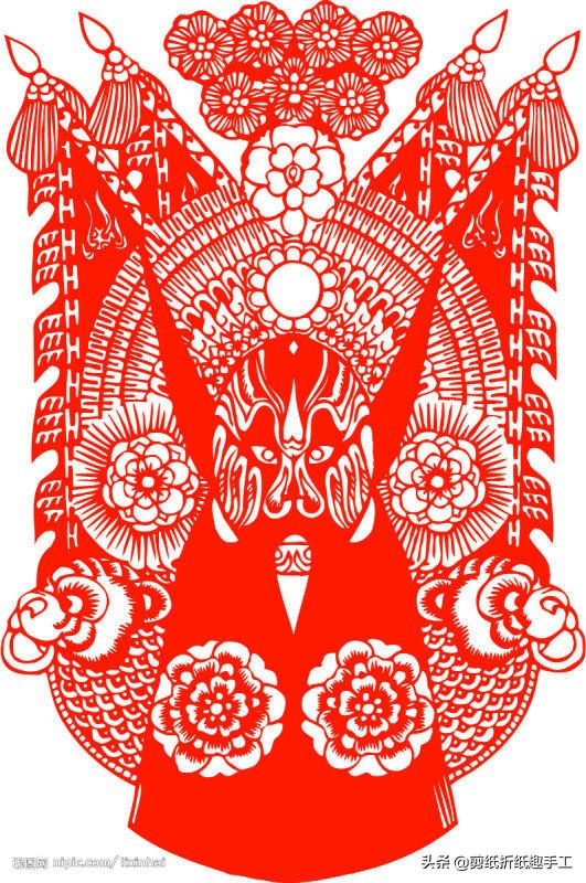 民俗剪纸戏曲脸谱剪纸图案欣赏,花旦脸谱简笔画简单又好看剪纸