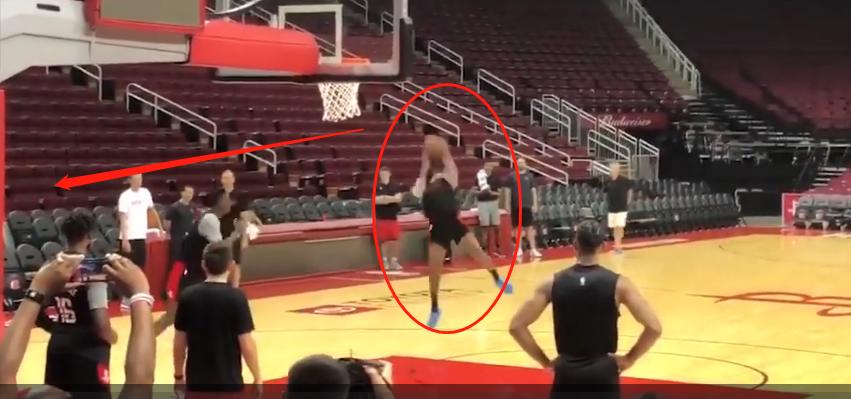 火箭哈登威少空接,火箭哈登赛前训练