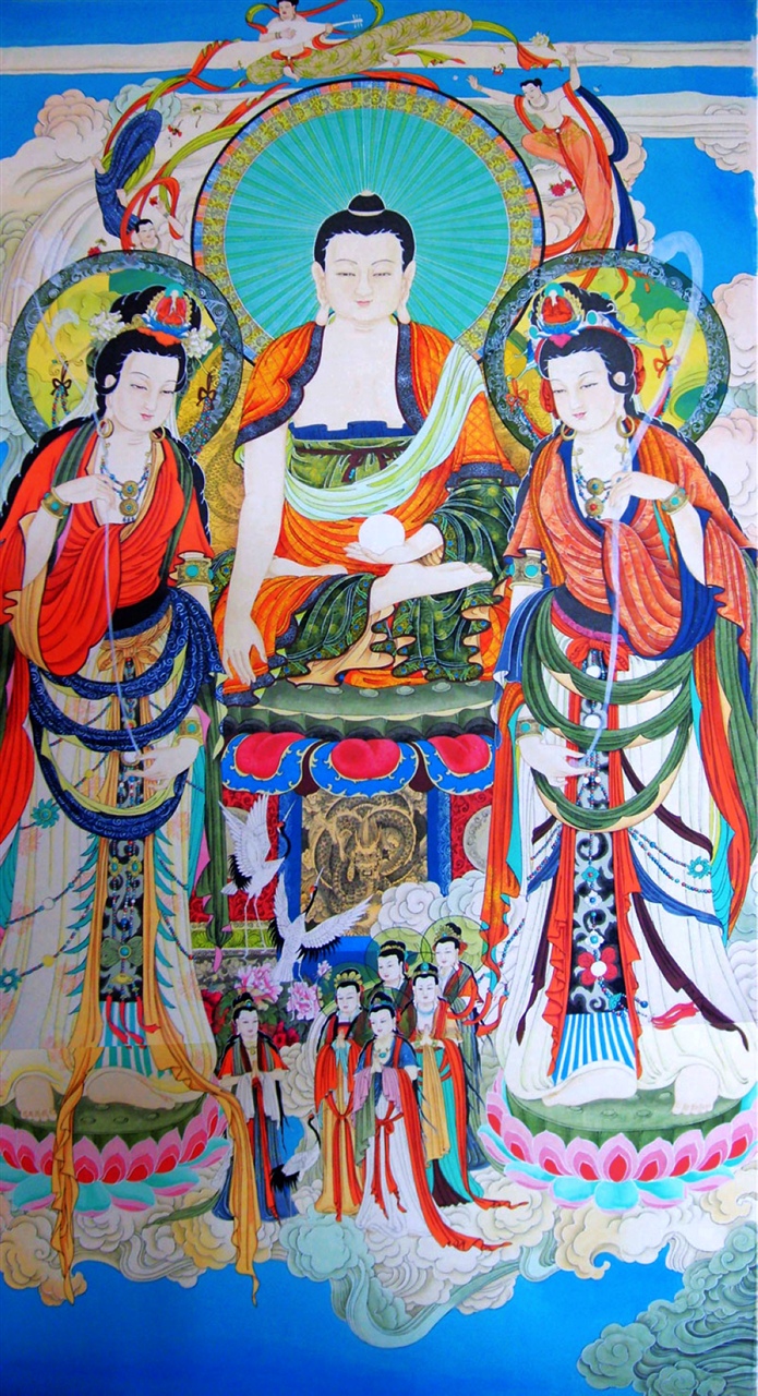 西方三圣是指阿弥陀佛图片,佛教西方三圣阿弥陀佛像