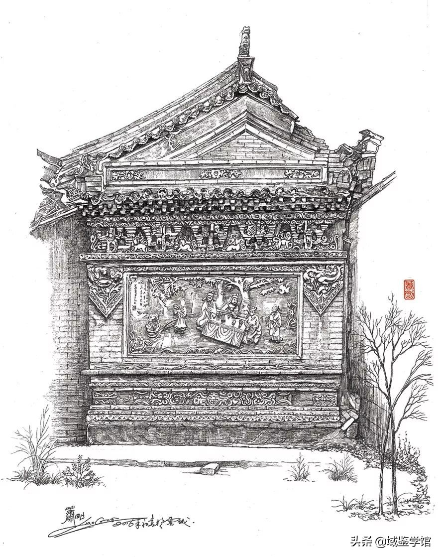 另类钢笔手绘,钢笔速写古建风景