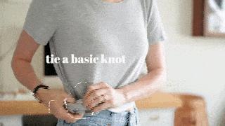 夏天穿t恤怎么塞裤子里好看,t恤衣角打结扣最新款