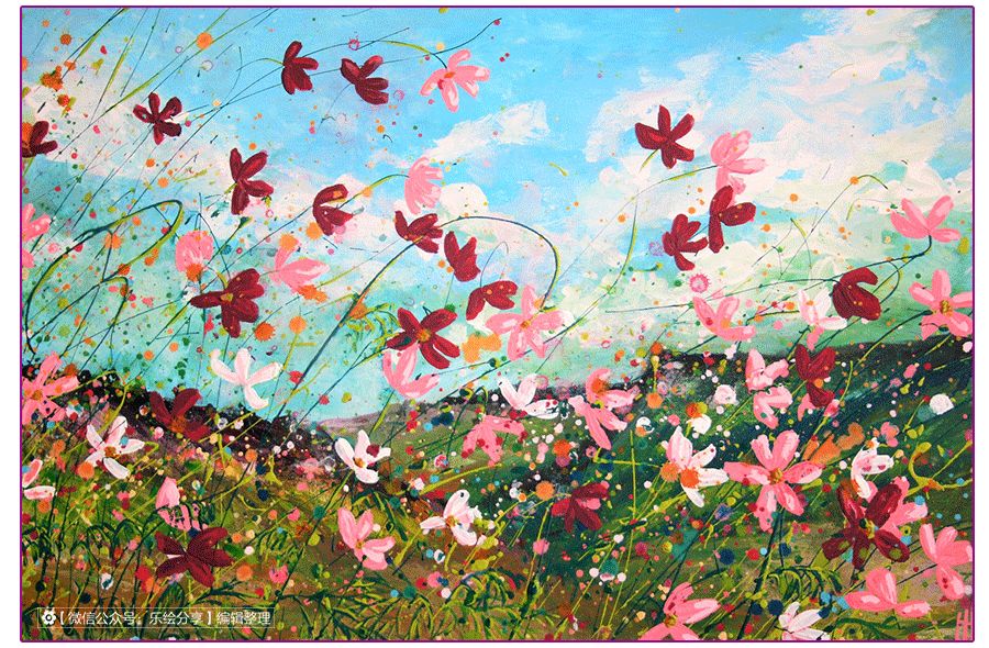 膏状水彩颜料绘画花草,藤蔓植物创意画颜料