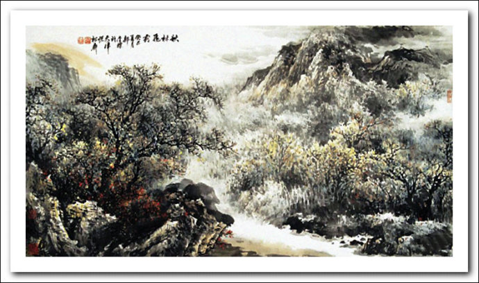 溪山国画山水画,郭金标山水画大全